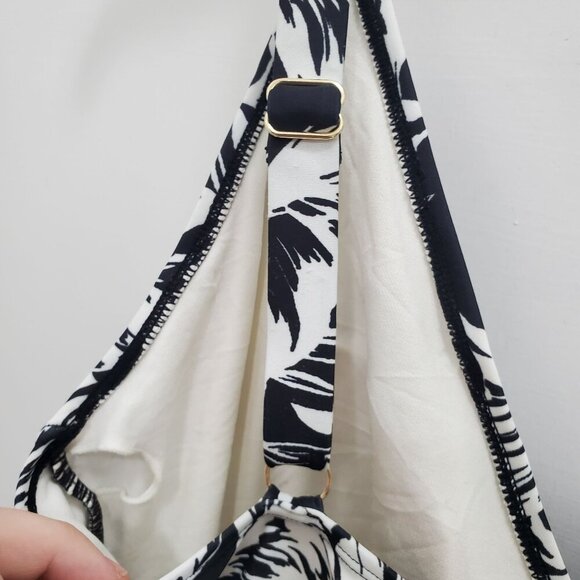 Anne Cole Woman's White Black Tropical Leaf Print One Piece Swimsuit Plus Sz 16 - Picture 4 of 7